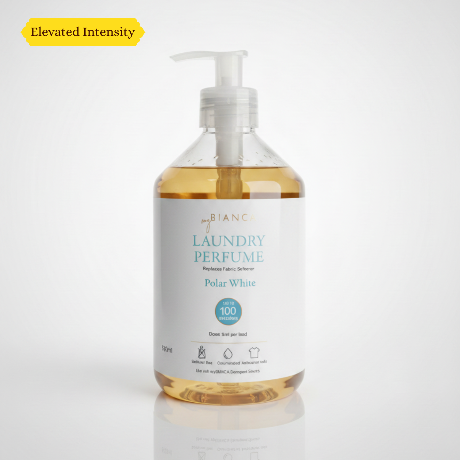 Bianca Polar White Laundry Perfume 500ml bottle with pump – elevated intensity fabric fragrance.